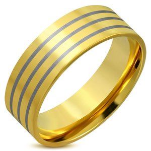 7.5 mm Stainless Steel Gold Plated Band Ring